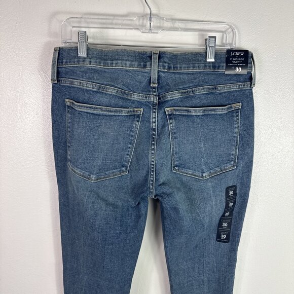 J.Crew Women's 30 Signature Stretch Denim 8" Midrise Skinny Jeans Blue NWT - Picture 7 of 16